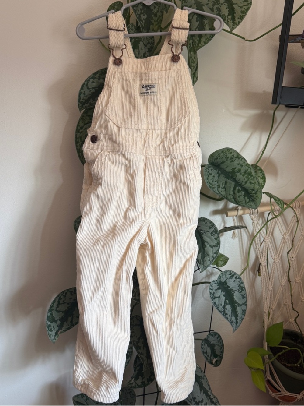 OshKosh B'gosh Cream Colored Toddler Corduroy Overalls